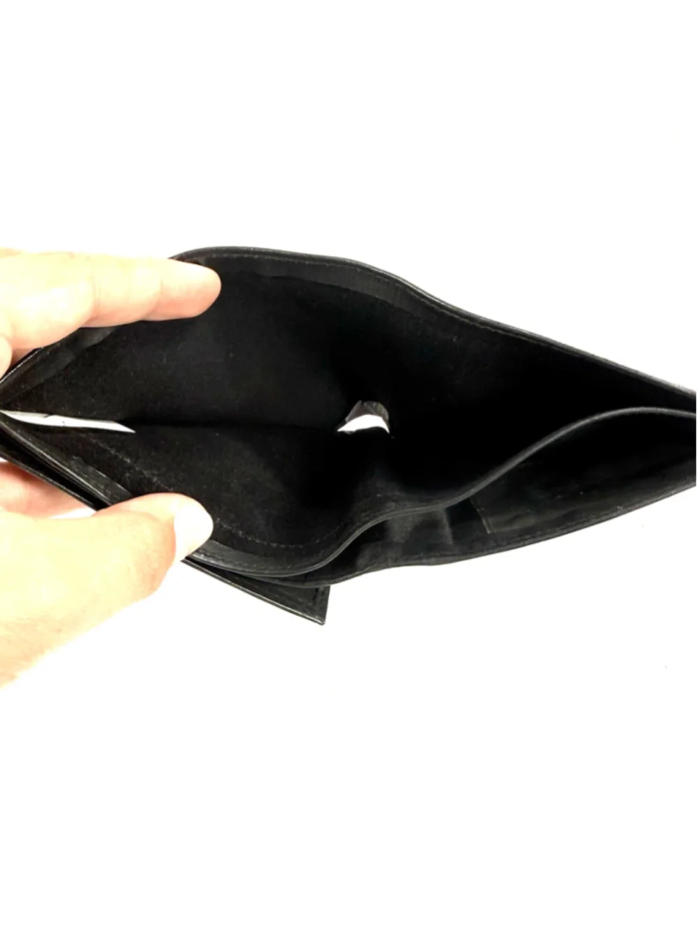 Hand Crafted Genuine Leather Wallet Men Black Trifold Credit Cards ID Cash India
